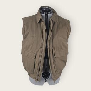 Expeditions International Vest Men's Sz M Dark Taupe Full Zip/Snap Lined